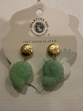 Spartina 449 Jade Gold-Plated Carved Moon Shell Earrings